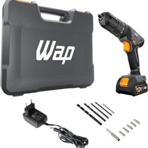 WAP Parafusadeira Furadeira de Impacto à Bateria 3/8" 12V WF 12K4.2 com 18 Níveis de Torque e Kit Acessórios e Maleta
