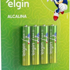 Pilha Alcalina, Elgin, Palito AAA, Blister com 4