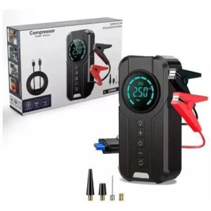 Mini Compressor de Ar Digital B&G Portátil para Carro, Moto e Bicicleta com Power Bank