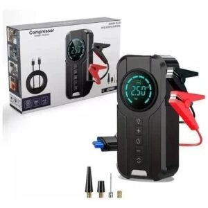 Mini Compressor de Ar Digital B&G Portátil para Carro, Moto e Bicicleta com Power Bank