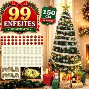 Árvore Natal 150cm Decorada Enfeite Pisca Led Cheia Completa