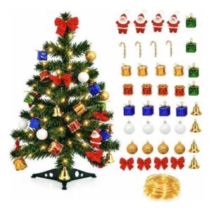 Árvore Natal Pequena 60cm 42 Enfeites Pisca Pisca 2 Metros