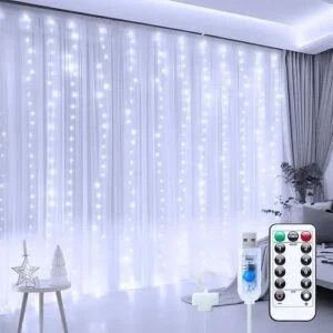 3x3m Cortina 300 Led Pisca Pisca Decoração Natal Duplo Volt