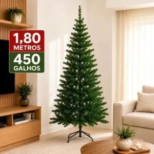 Árvore de Natal 1,80m Pinheiro Verde 450 Galhos Base de Ferro