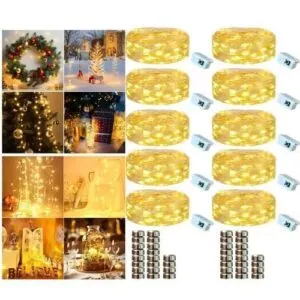 Kit 10 Fio Fada Lph Decoração Iluminação Casamento Festas Artesanato Luzes De Fada Led 2m 20 Leds Luz Branco Quente Cordão Luz Pisca Pisca Árvore De Natal