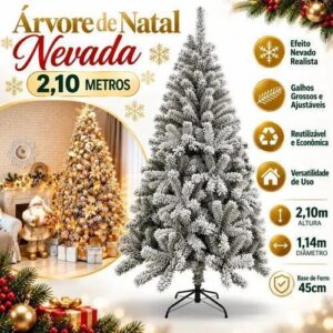 Árvore De Natal Nevada 2,10m 900 Galhos Pinheiro Luxo Neve Arvore 2 Metros Enfeites de Natal Pinheiro Grande Cheio Cor Verde-escuro Nevada Hannover Home
