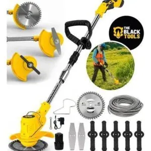 Roçadeira Aparador Grama A Bateria Recarregável 460w Profissional Com Acessórios Tcg12b The Black Tools