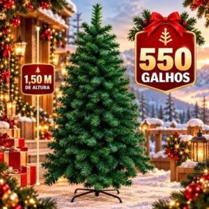 Árvore De Natal 150cm 550 Galho Pinheiro Artificial Pé Ferro