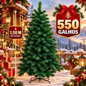 Árvore De Natal 150cm 550 Galho Pinheiro Artificial Pé Ferro