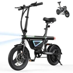 Bicicleta Elétrica Dobrável EB1S 500W, até 50km com Bateria 36V 12Ah, Suspensão Traseira, Display LCD, Farol LED e USB