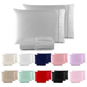 Jogo De Lençol 400 Fios Ponto Palito Cama Queen 3 Pçs Saldão