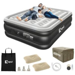Colchão Inflável Queen Nepul Duplo Com 2 Travesseiro Inflável NE-999 cor Cinza