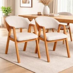 2 Cadeiras Para Sala De Jantar Braço De Madeira Maciça Confortável Design Sofisticado - Dorti Estofados