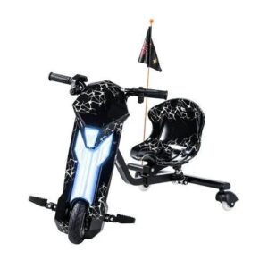 Triciclo Elétrico Drift Infantil 350w Potente 3 Velocidades até 100kg Bluetooth Led Skide Maxi Voltz - Preto