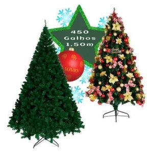 Árvore De Natal Pinheiro Canadense Luxo 1,50m 450 Galhos Tradicional Verde Imperial Premium Grande Cheia LuvinCo