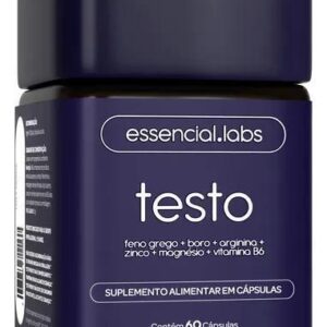 TESTO ESSENCIAL - Fórmula Exclusiva com Feno Grego + Boro + Arginina + ZMA + Vitamina B6 - 60 cápsulas