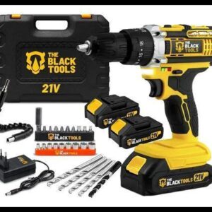 Parafusadeira Furadeira De Impacto The Black Tools Profissional TB-21PX 2 Baterias Com Maleta 60Hz Amarelo