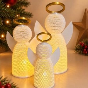 Anjo de Natal em Malha com Vela de LED – Decoração Natalina
