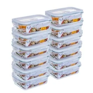 Kit Potes Herméticos Porta Mantimentos Vidro Retangular 640ml 370ml Marmita Fitness GP Home