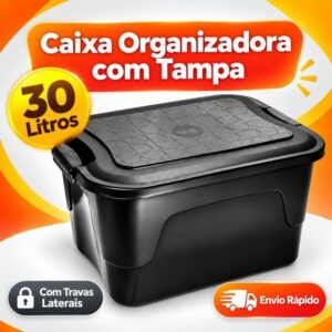 Caixa Organizadora Multiuso Com Tampa 30 Litros Kit 1/2/3 Unidades
