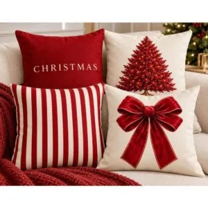 Kit 04 Capa De Almofada 45cm x 45cm Decorativa Natal Areia