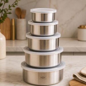 Potes De Inox Conjunto Multiuso 5 Andares Com Tampa