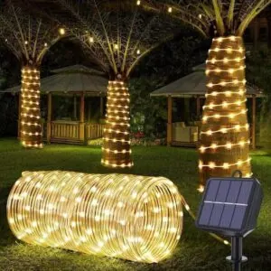 Cordão de Luzes Solar 10M 300LED, IP65, À Prova d’Água, Decoração de Natal para Jardim e Festa