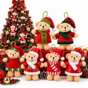 Kit 5 Ursinho Pelúcia Pendente De Natal Enfeite Para Árvore Decoração Natalina