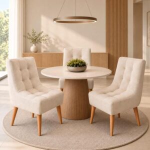 Conjunto De Cadeiras Kit 3 Unidades Tecido Suede Para Jogo De Cozinha Mesa Sala Jantar Casa Decoração - Trida Moveis