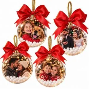 Kit Bola De Natal Personalizada Com Foto Enfeite Arvore Natalina Final De Ano Presente Lembrancinha