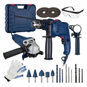 Kit Furadeira Parafusadeira Profissional 900w + Esmerilhadeira Lixadeira 900w 25 peças Com Maleta