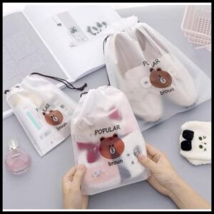 Kit de Sacos Prova da Agua Reutilizáveis Para Guardar Peças De Viagem Presente Urso Multifuncional
