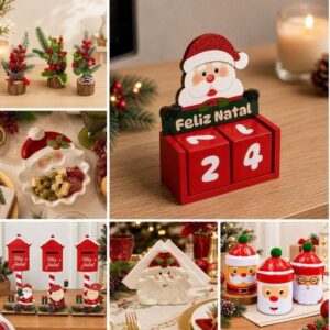 Decoração De Natal Enfeite Para Mesa e Casa Papai Noel