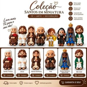 Santos em Miniatura Bonequinhos Religiosos Decorativos para Casa, Fé e Devoção