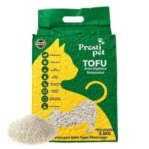Areia Higiênica para Gatos de Tofu Biodegradável Controle de Odores Torrões Firmes 2,5kg PrestiPet