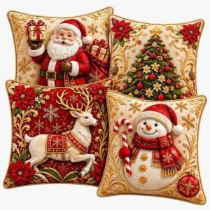 Capa de Almofadas 1 e 4 Decorativas 45x45 Estampas Natalinas estampa premium 2026 PAPAI NOEL SACO NAS COSTA F BR