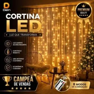 Cascata Cortina 300 Leds 3x3 Metros Amarelo Festa/Casamento/Eventos Quente e Branco